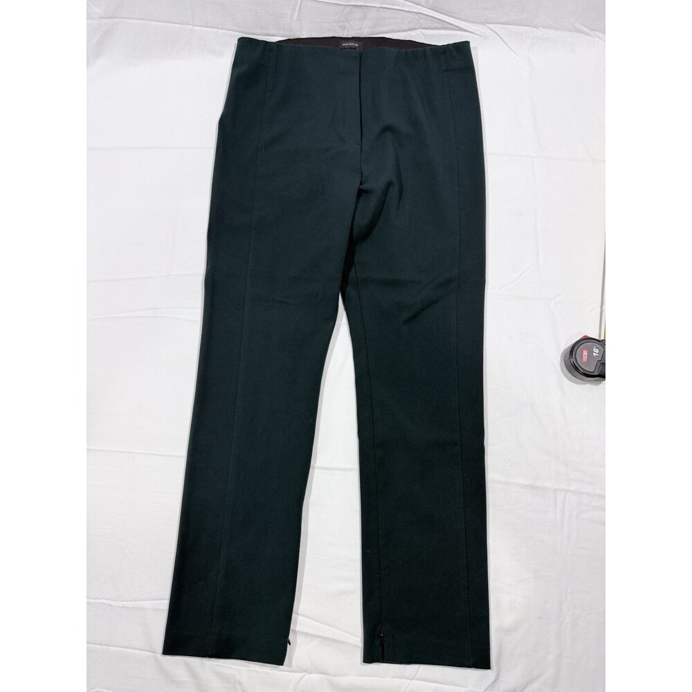 Ann Taylor Regular Fit Dark Green Trouser Dress Pants Size 14 Zipper Leg